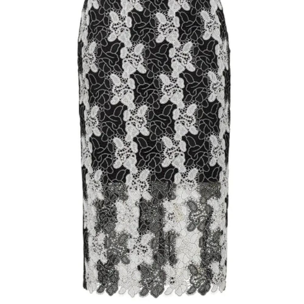 DVF Fall 2017 Ready-to-wear Collection Lace Black White Floral Midi Skirt M $328 - Picture 7 of 11
